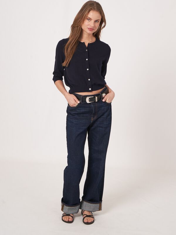 Kort vest met ronde hals van katoenmix image number 4