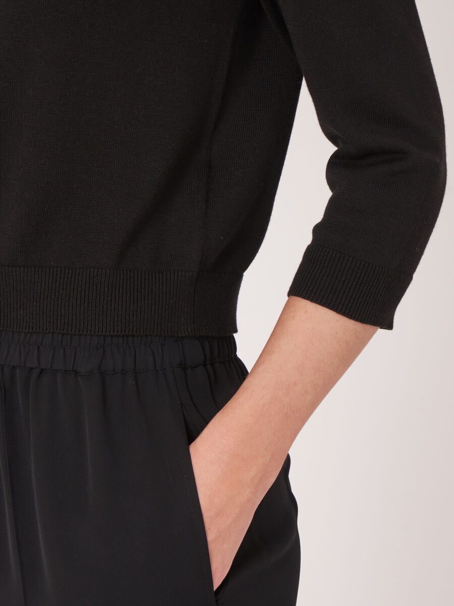 Kort vest met ronde hals van katoenmix image number 2