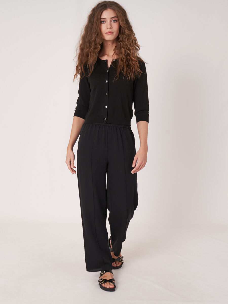 Kort vest met ronde hals van katoenmix image number 4