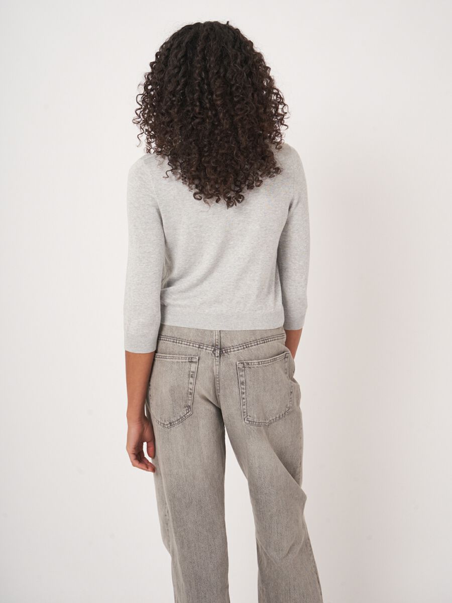 Cropped cardigan with crew neck in cotton blend image number 3