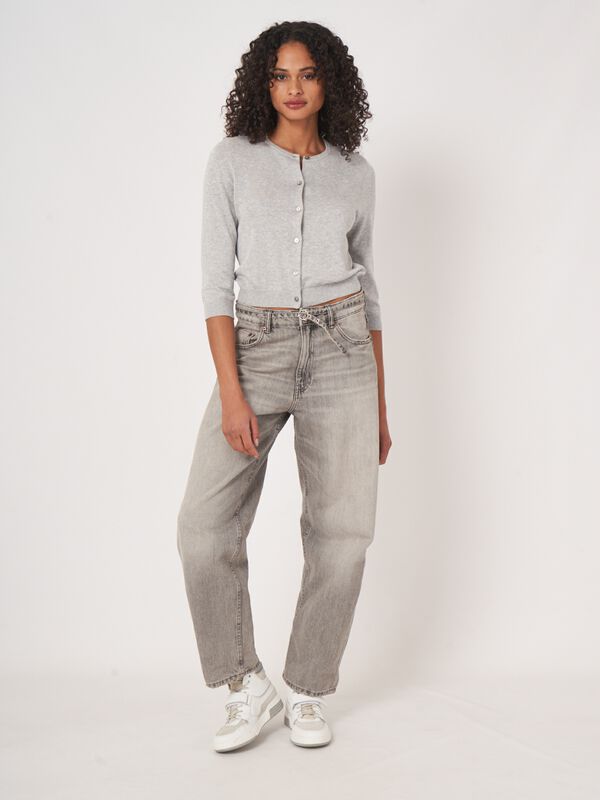 Kort vest met ronde hals van katoenmix image number 4