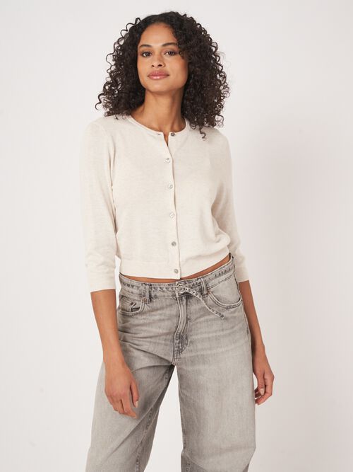 Kort vest met ronde hals van biologisch katoen