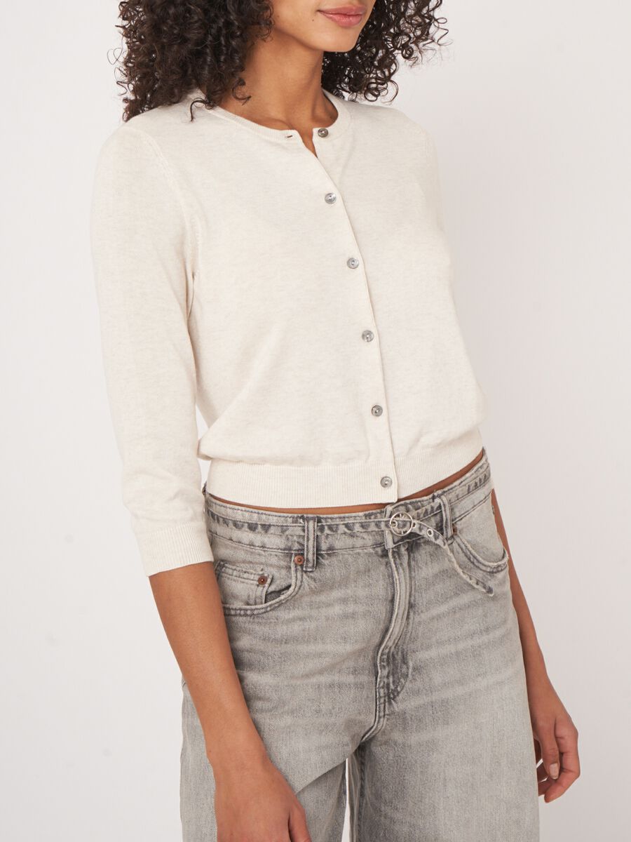 Kort vest met ronde hals van katoenmix image number 3