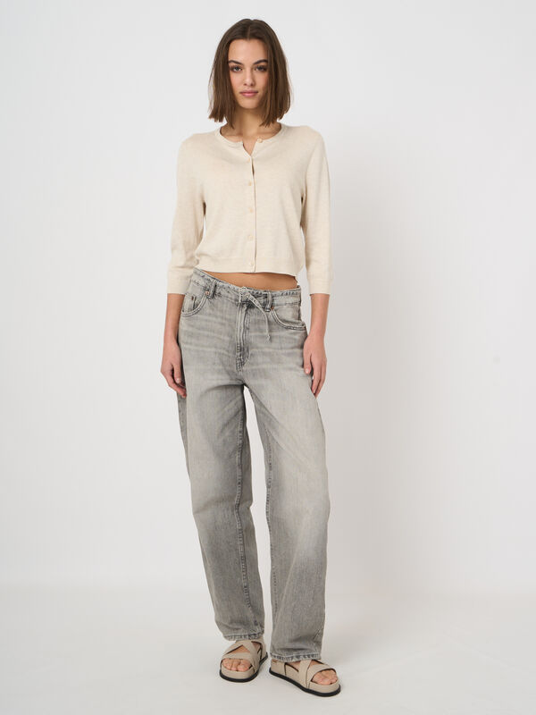 Kurz geschnittener Feinstrick-Cardigan aus Baumwollmix image number 3