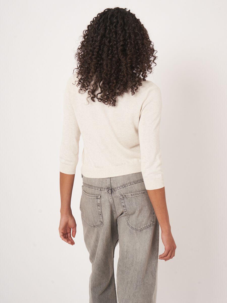 Kort vest met ronde hals van katoenmix image number 4