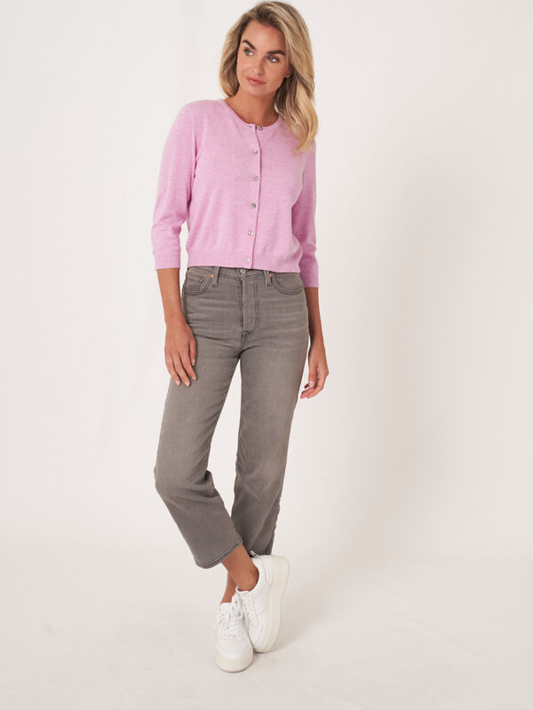 Kort vest met ronde hals van katoenmix image number 5