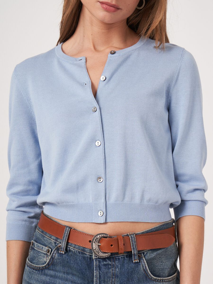 Kurz geschnittener Feinstrick-Cardigan aus Baumwollmix image number 2