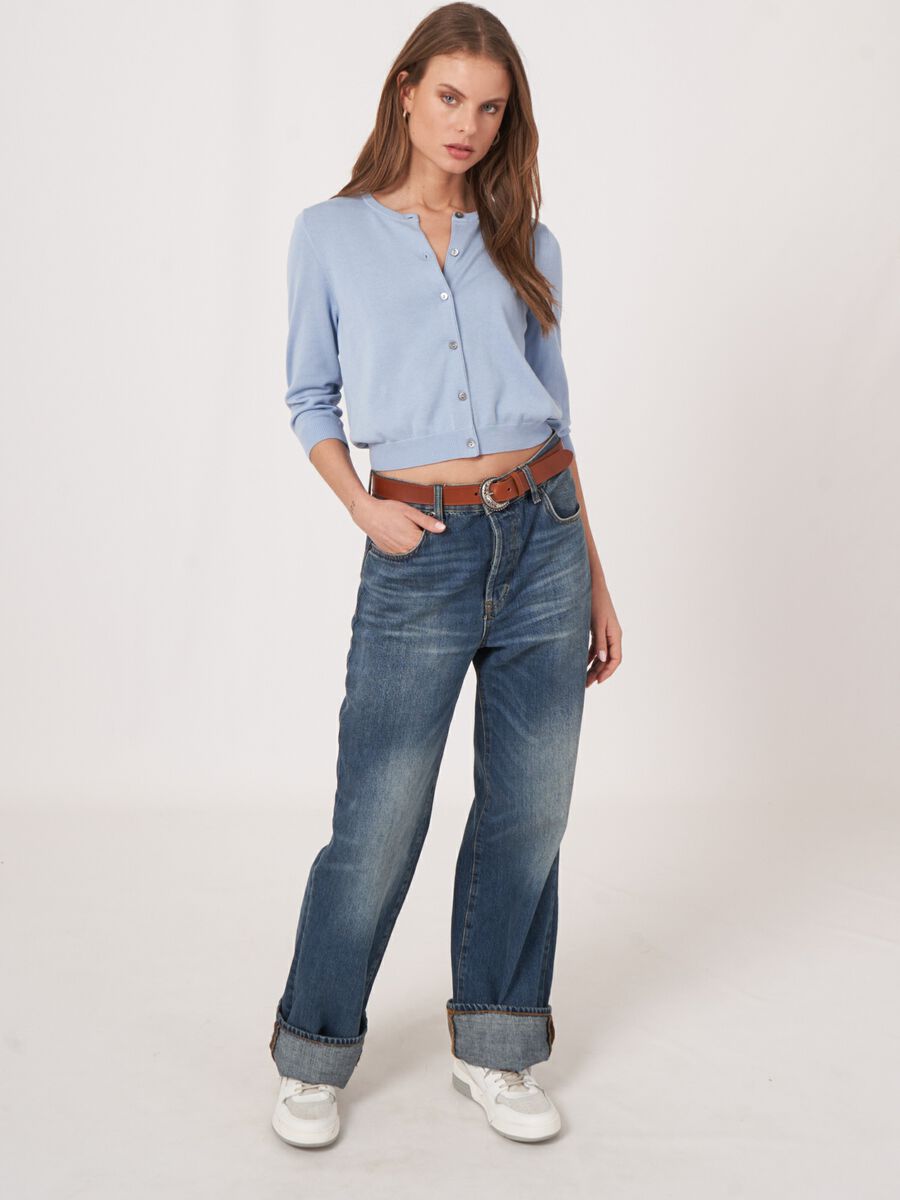 Kurz geschnittener Feinstrick-Cardigan aus Baumwollmix image number 4