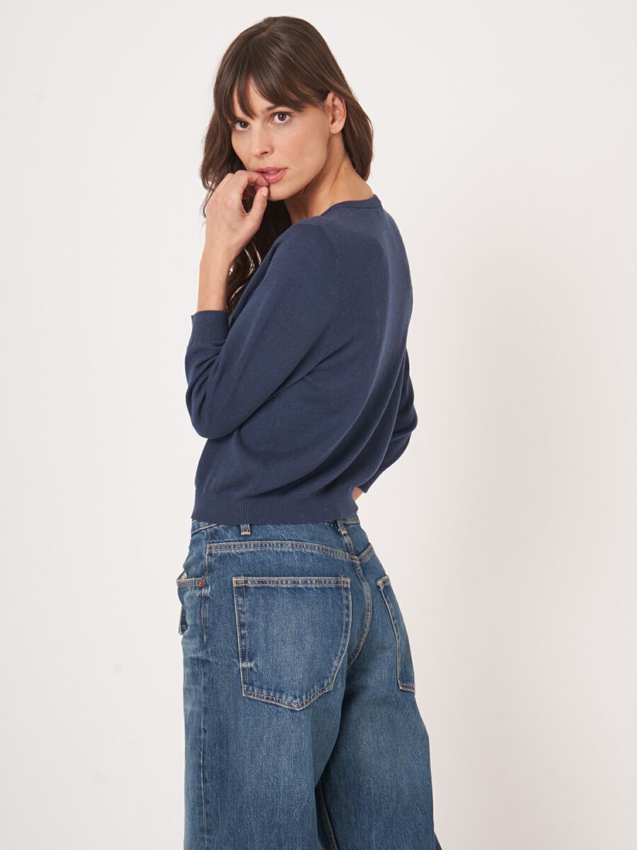 Kort vest met ronde hals van katoenmix image number 2