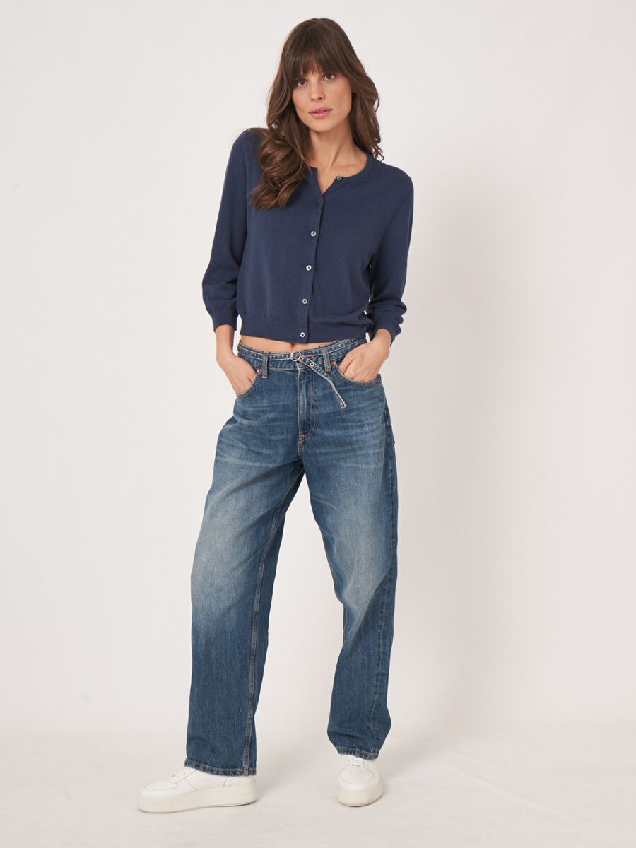 Kort vest met ronde hals van katoenmix image number 3