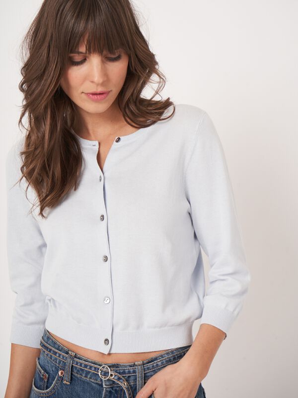 Kurz geschnittener Feinstrick-Cardigan aus Baumwollmix image number 0