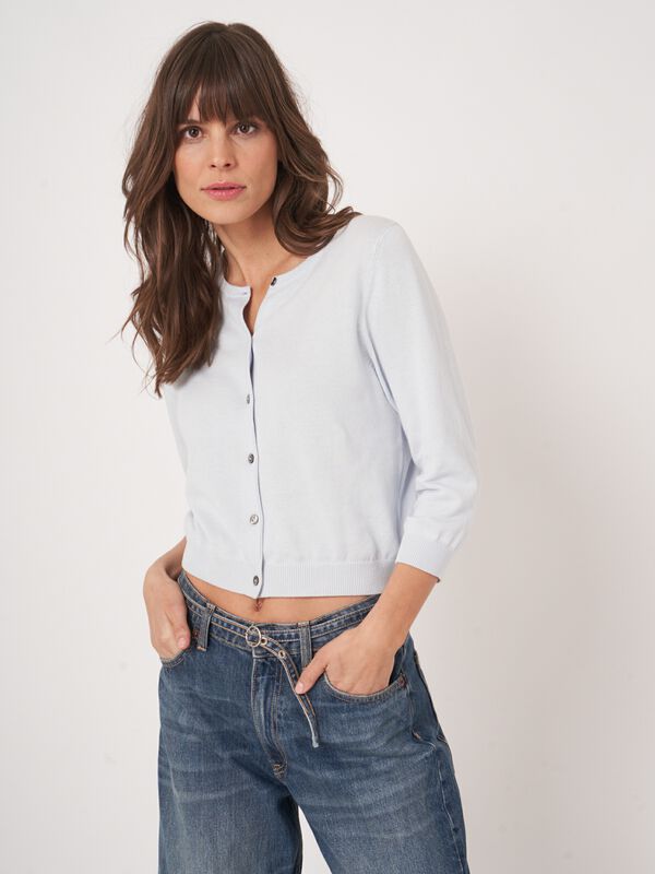 Kurz geschnittener Feinstrick-Cardigan aus Baumwollmix image number 1