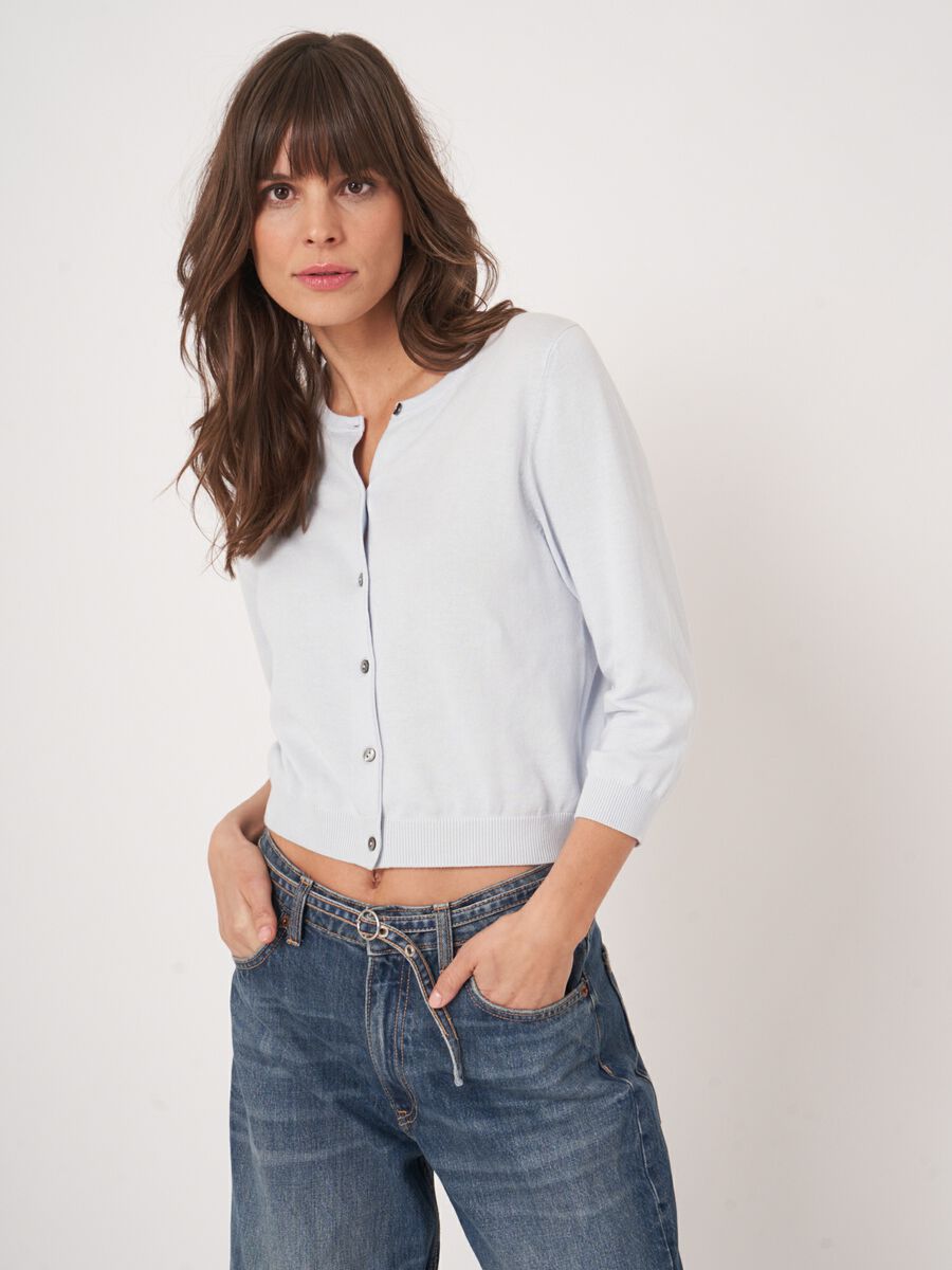 Kurz geschnittener Feinstrick-Cardigan aus Baumwollmix image number 1