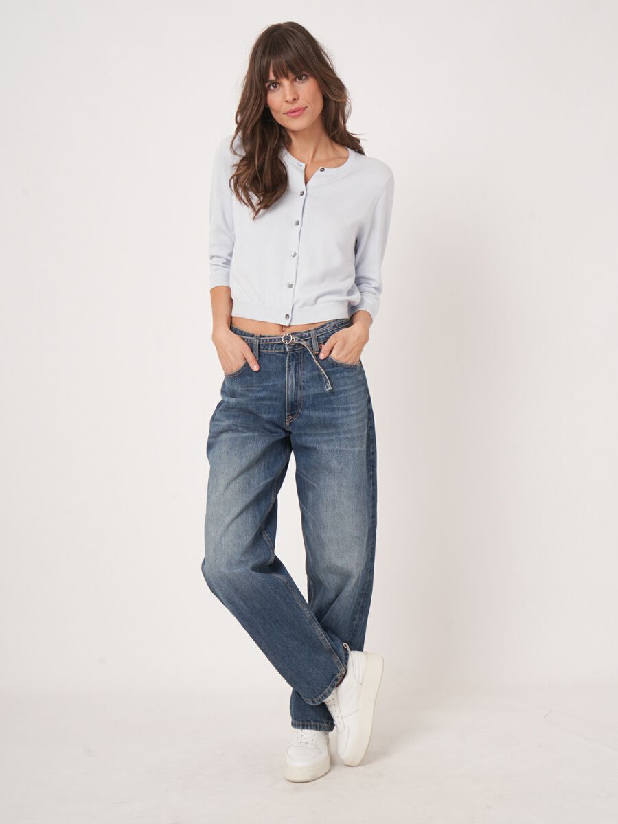 Kurz geschnittener Feinstrick-Cardigan aus Baumwollmix image number 4