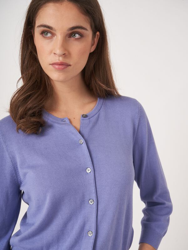 Cardigan court à col ras du cou en coton mélange image number 1