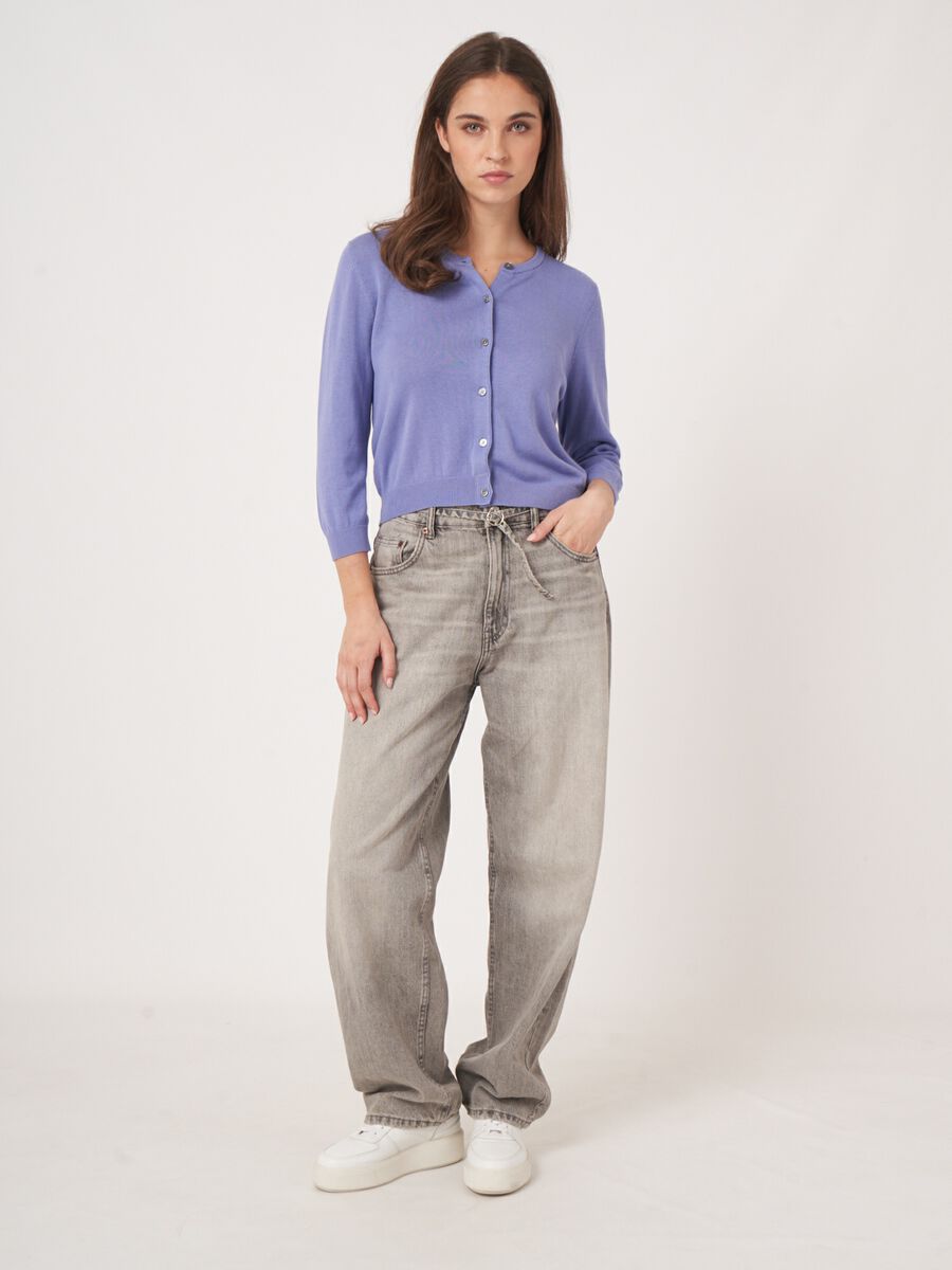 Kort vest met ronde hals van katoenmix image number 3