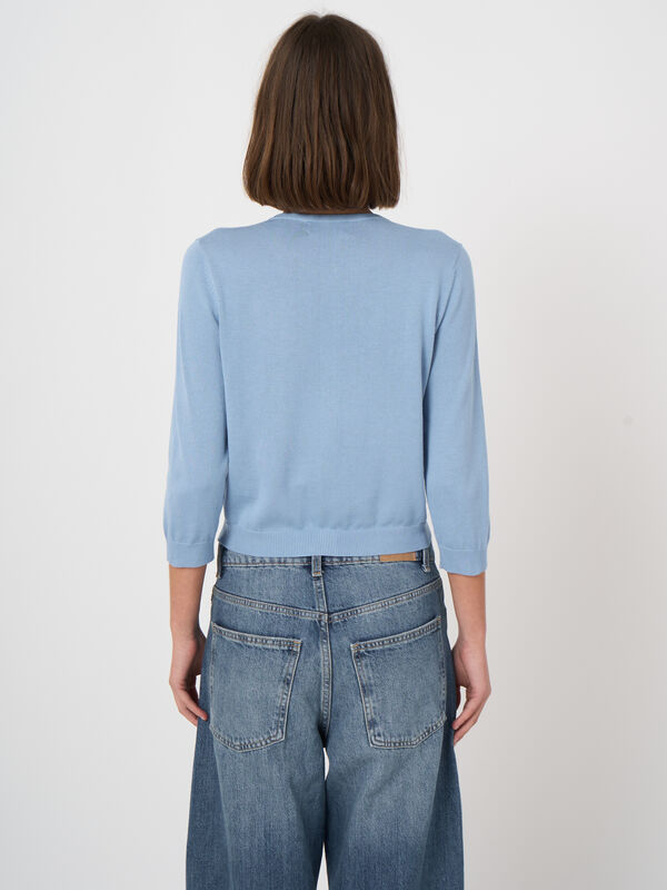 Fine-knit cropped cotton-blend cardigan image number 3