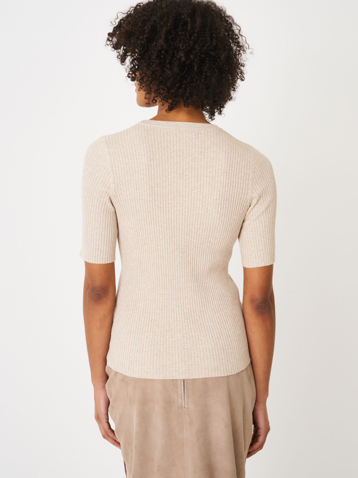 short sleeve rib knit / beige