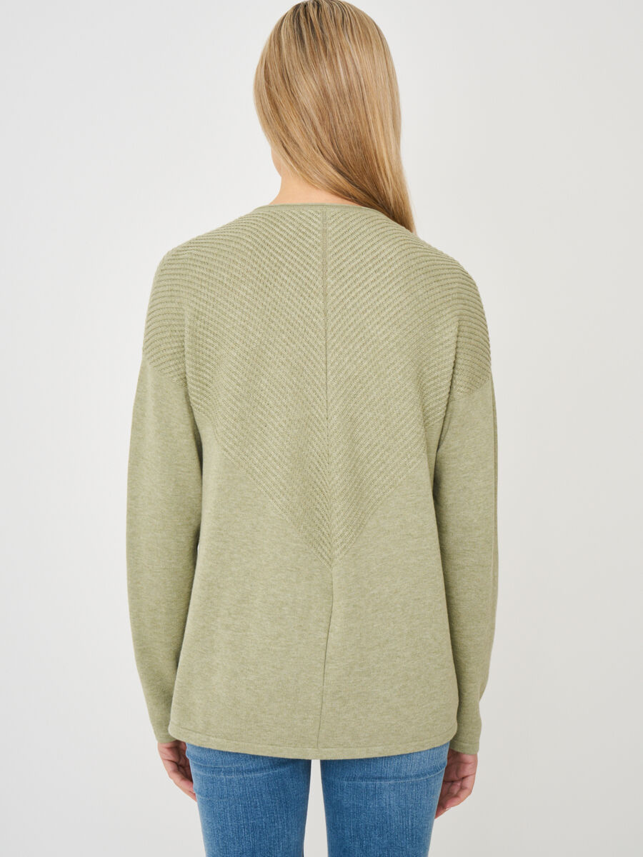 Fine organic cotton blend V-neck sweater with rib knit details image number 1