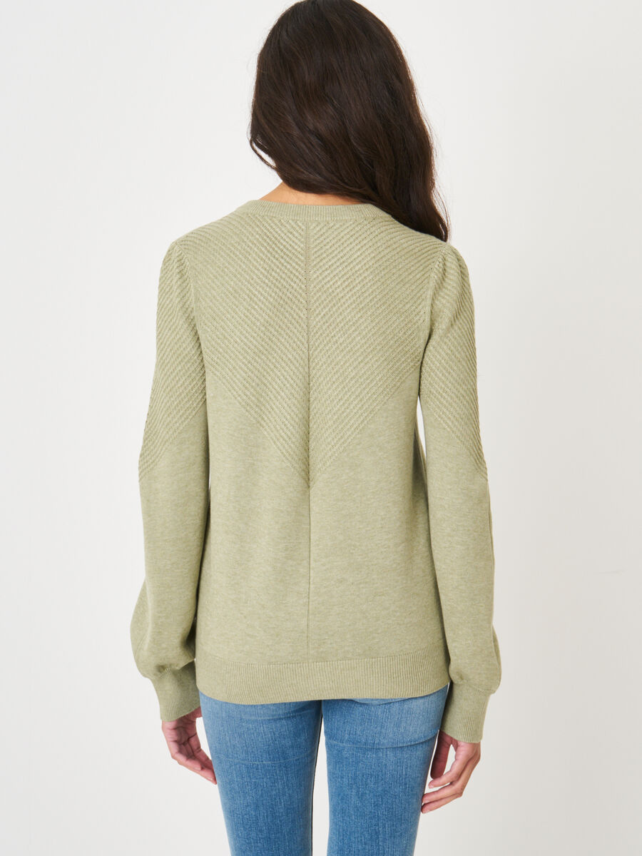 Sweater with long puff sleeves and textured details image number 1