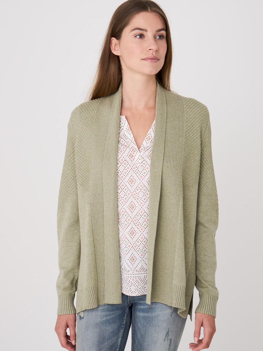 Open cardigan with rib knit details and shawl collar image number 0