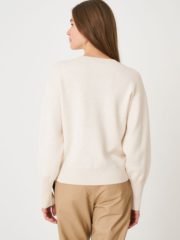 Pullover mit Puffärmeln und Bändchen am Ausschnitt aus Bio-Baumwollmischung image number 1