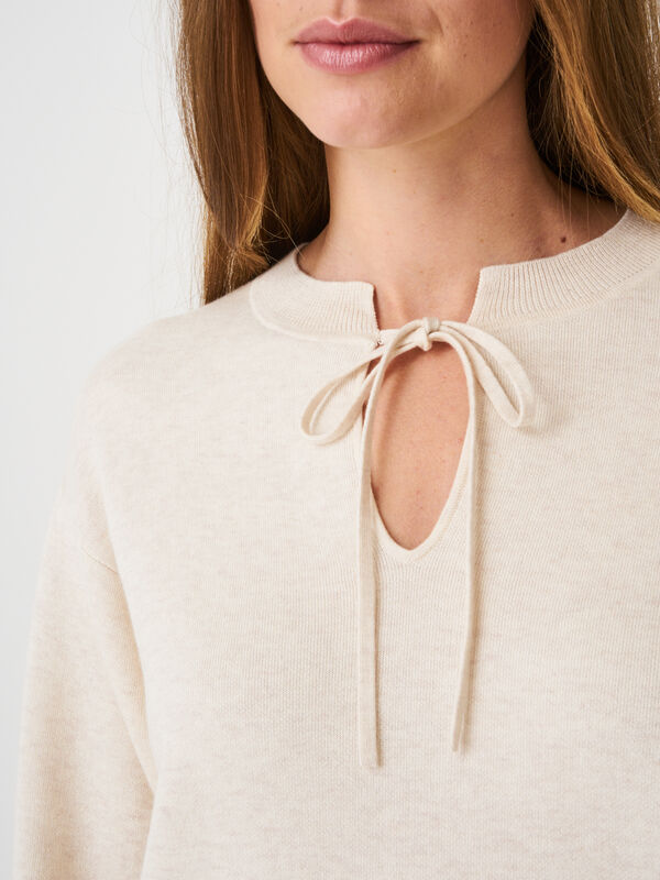 Pullover mit Puffärmeln und Bändchen am Ausschnitt aus Bio-Baumwollmischung image number 2