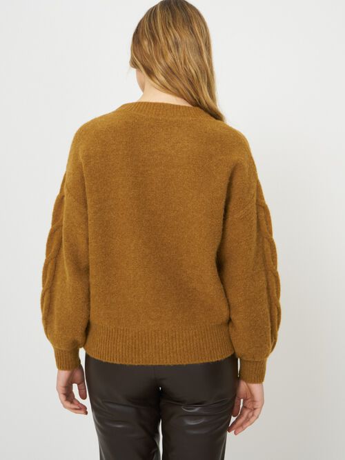 Cropped cable knit sweater
