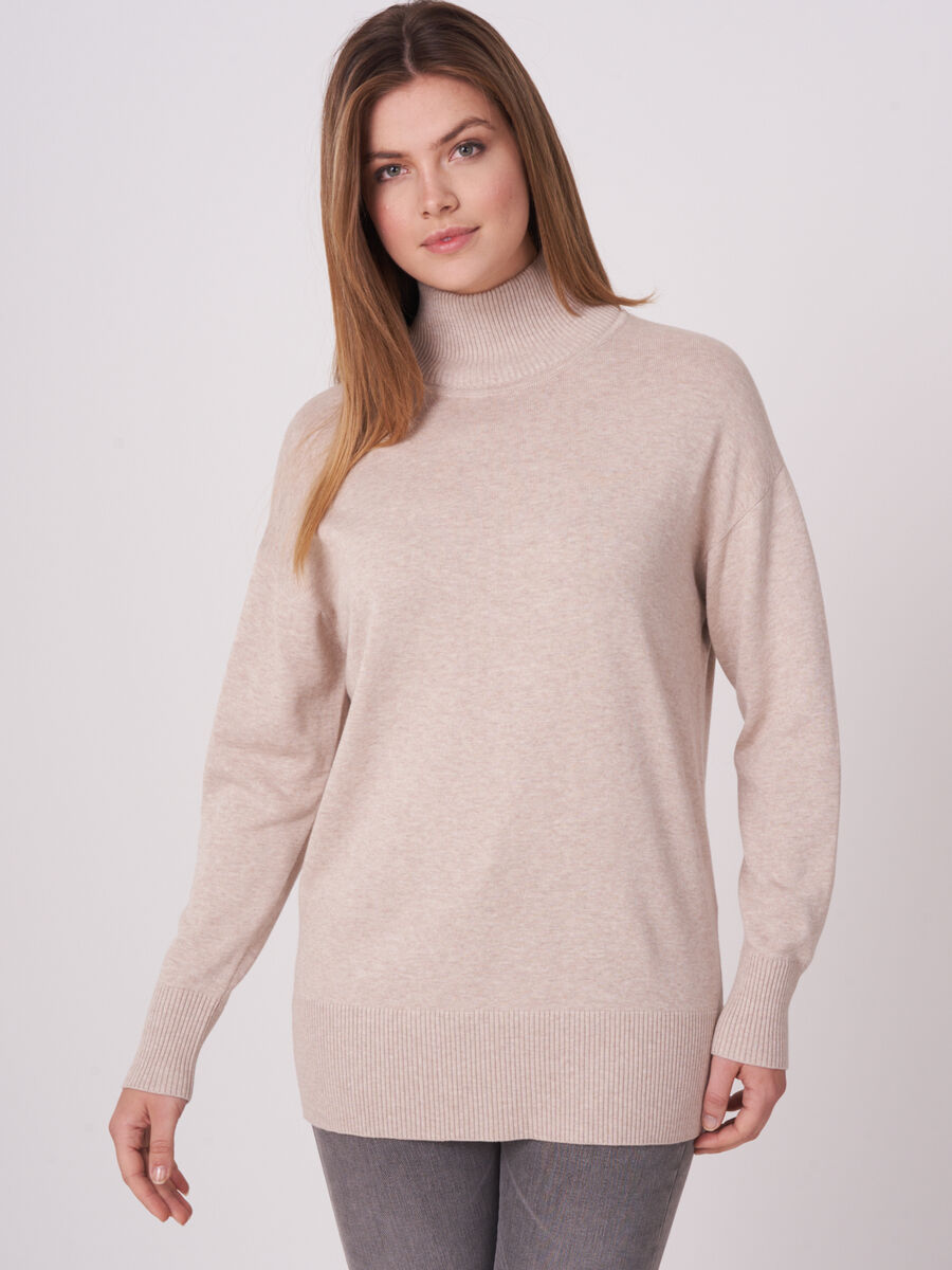 Long sweater with stand collar image number 0