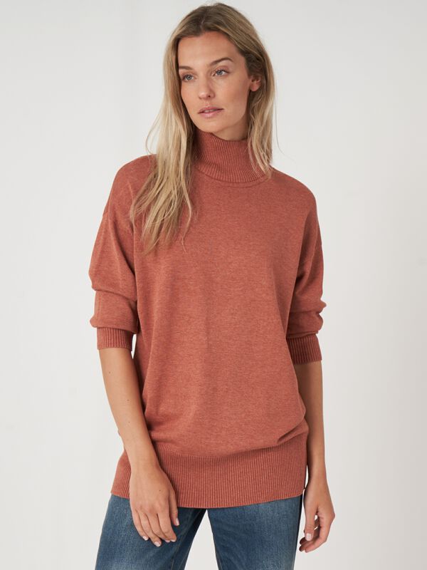 Long sweater with stand collar image number 0