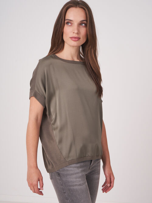 T-shirt with knitted back and silk front