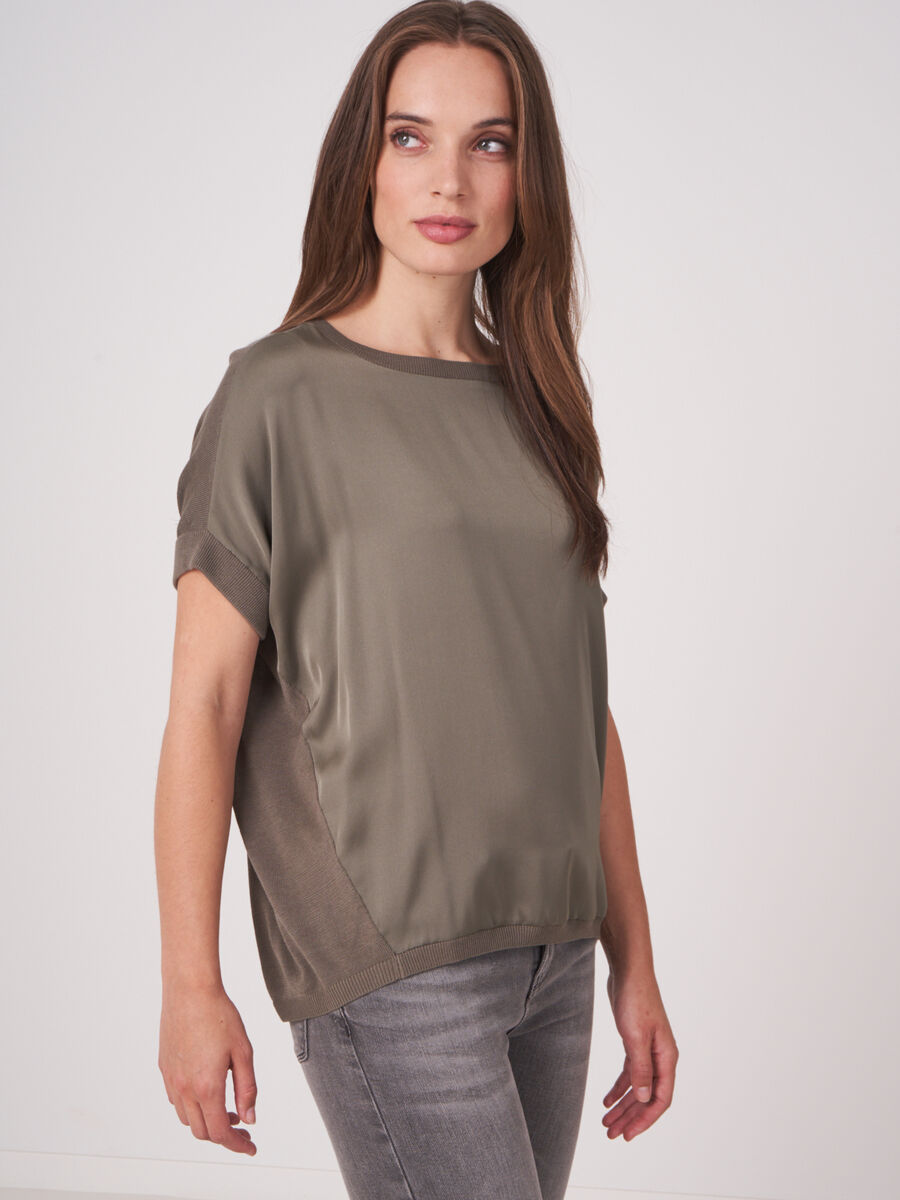 T-shirt with knitted back and silk front image number 0