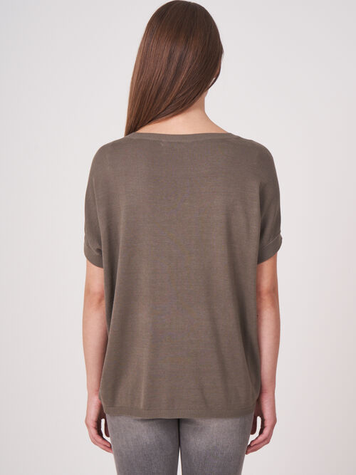 T-shirt with knitted back and silk front