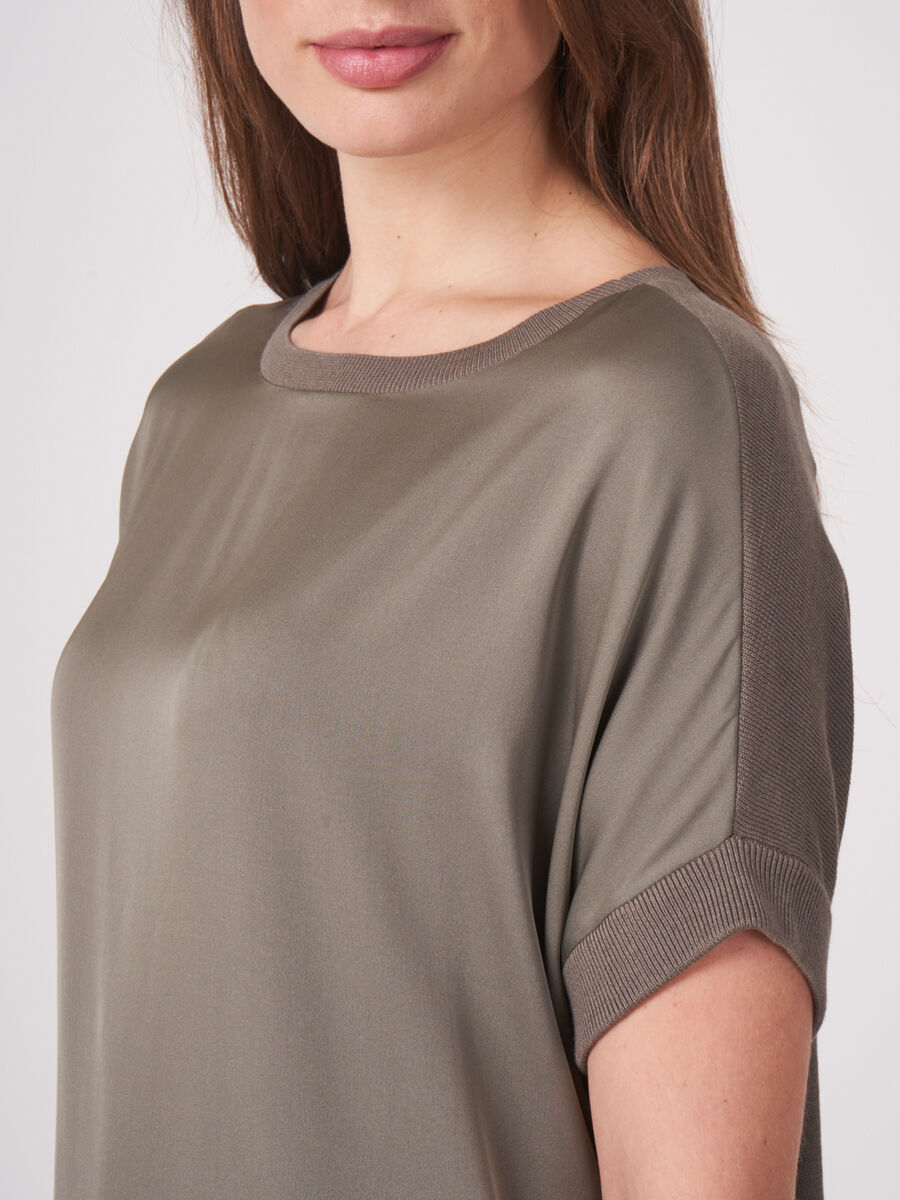 T-shirt with knitted back and silk front image number 2
