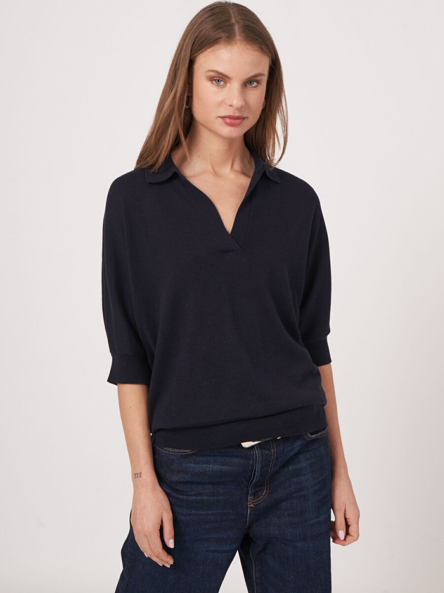 Cotton blend polo neck sweater image number 0