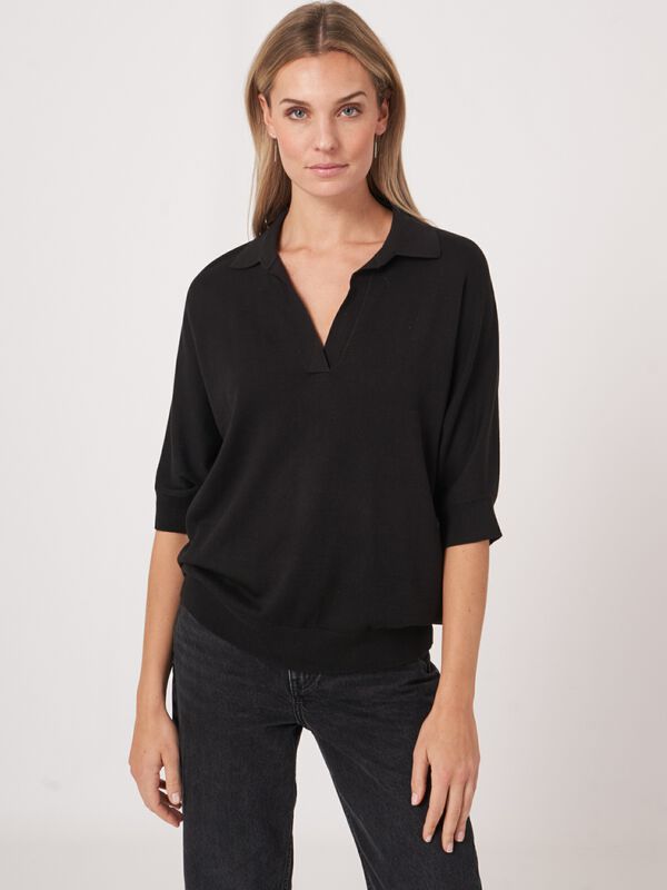 Cotton blend polo neck sweater image number 0