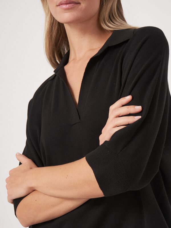 Cotton blend polo neck sweater image number 3