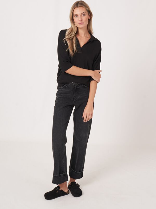 Cotton blend polo neck sweater image number 4