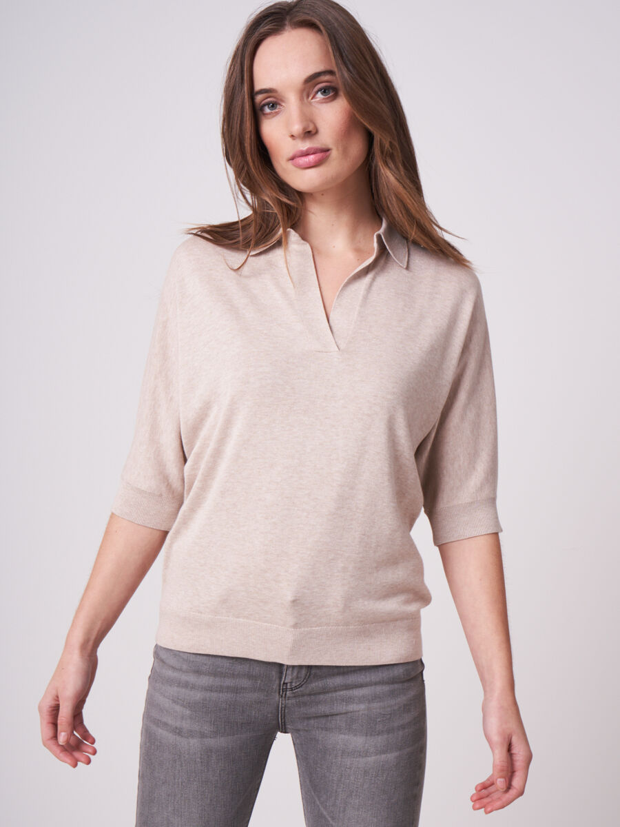 Cotton blend polo neck sweater image number 0