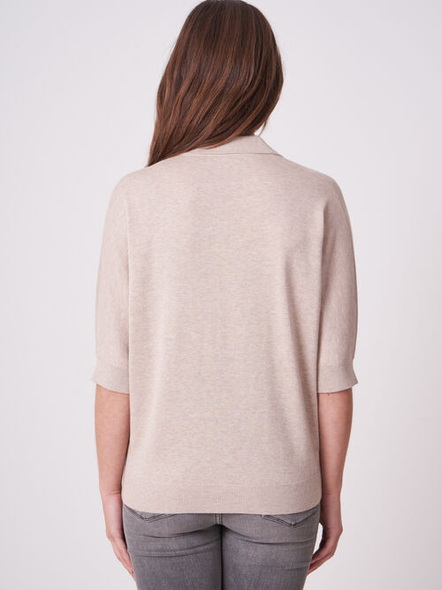 Pull à col polo en coton mélangé