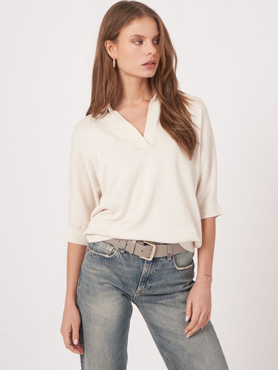Cotton blend polo neck sweater image number 0