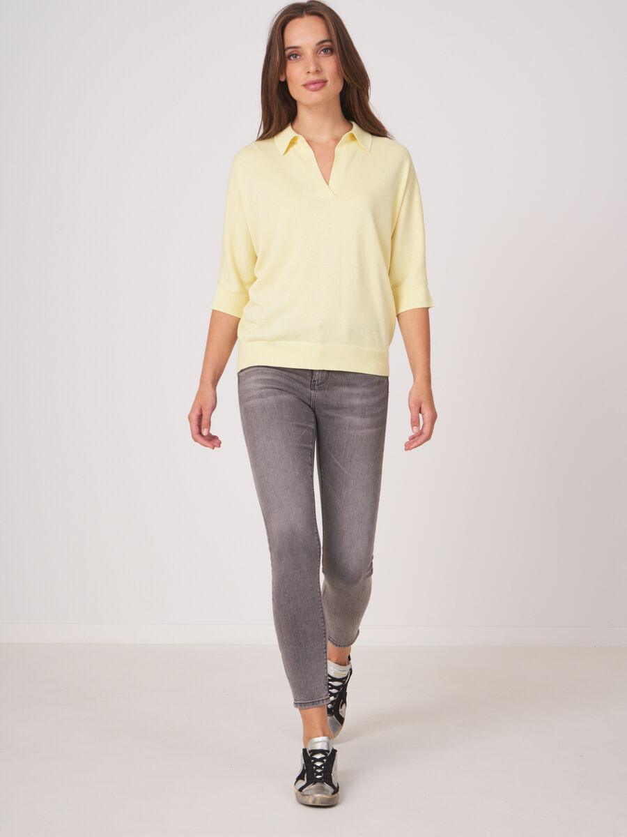 Trui in katoen-mix met polokraag image number 3