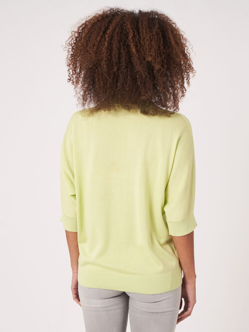 Pull à col polo en coton mélangé