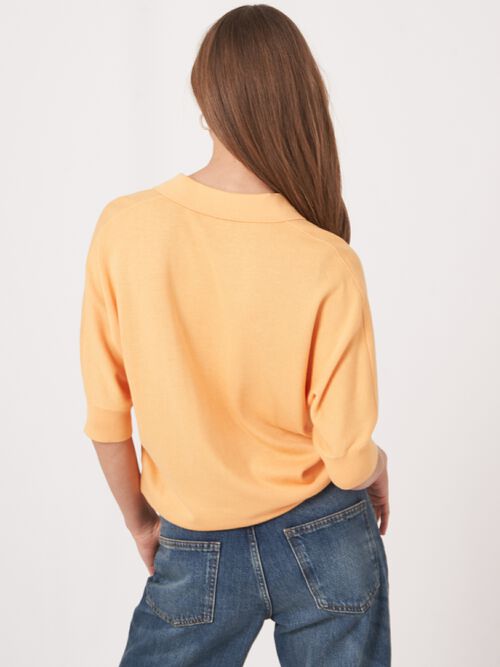 Pull à col polo en coton mélangé