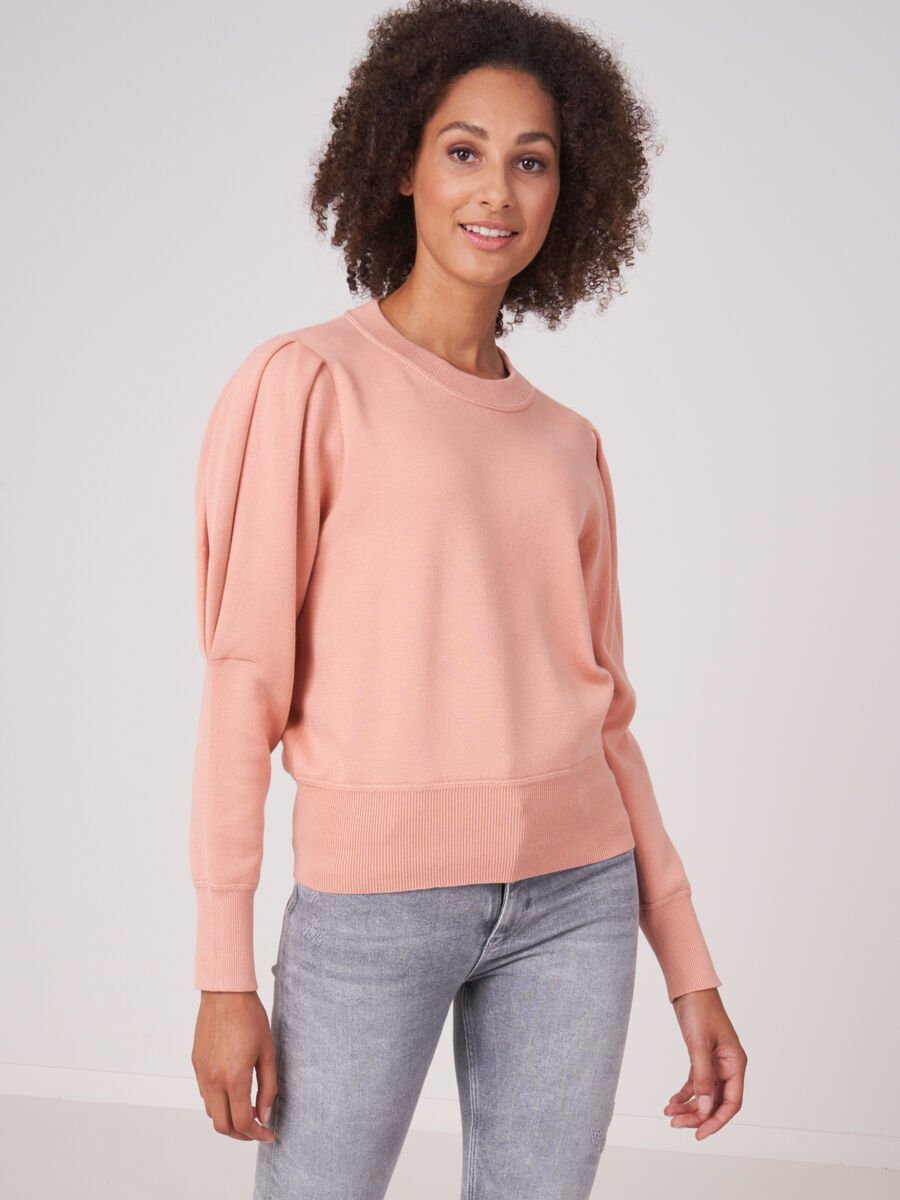 Pure cotton sweater with puff shoulders image number 0