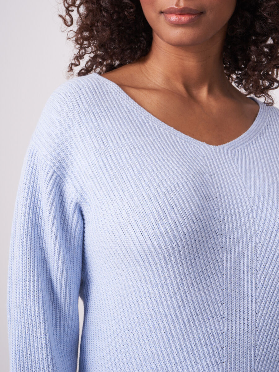 Pure cotton rib knit sweater