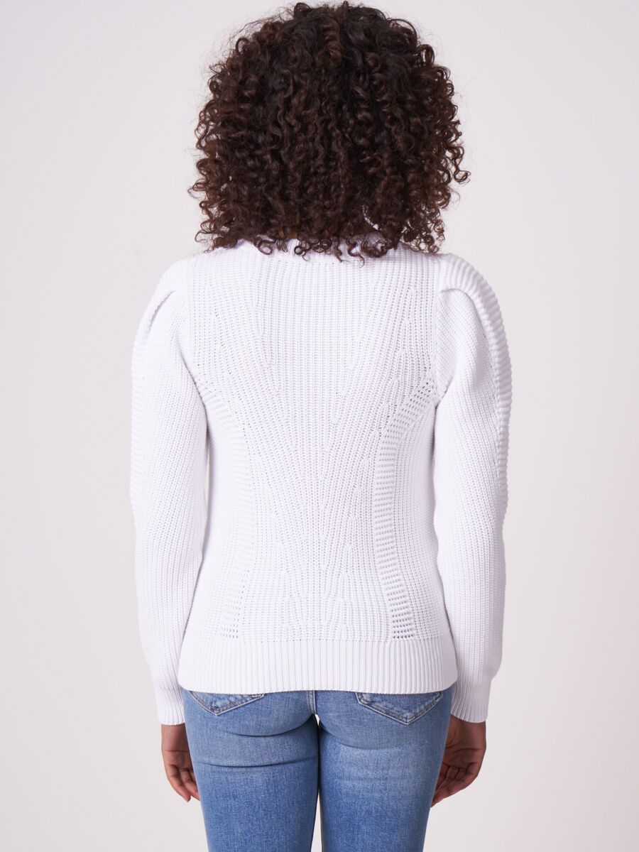 Rib Knit Sweater With Puff Shoulders image number 1
