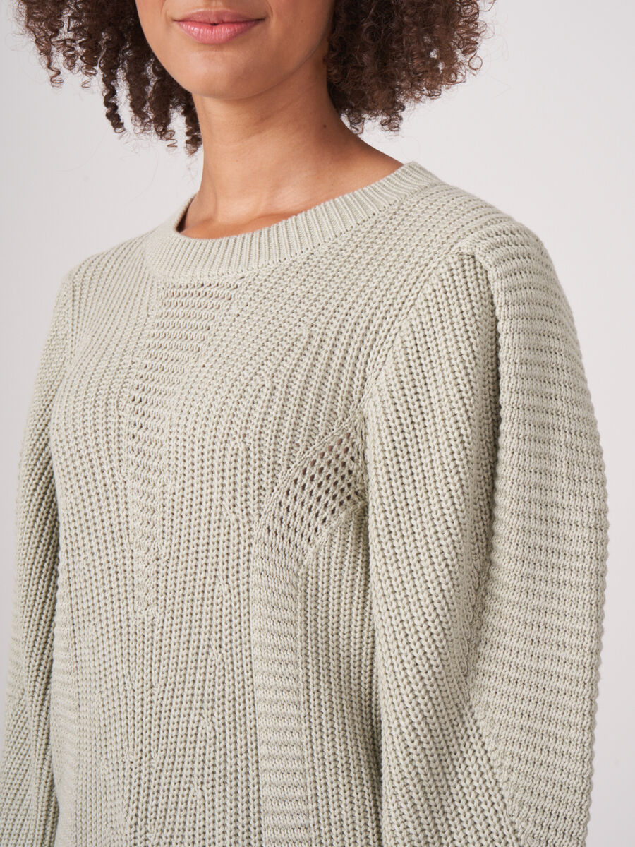 Rib Knit Sweater With Puff Shoulders image number 2