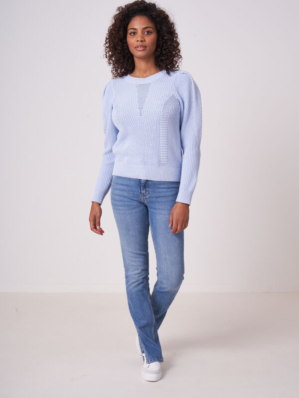 Ribtrui met pofschouders image number 3