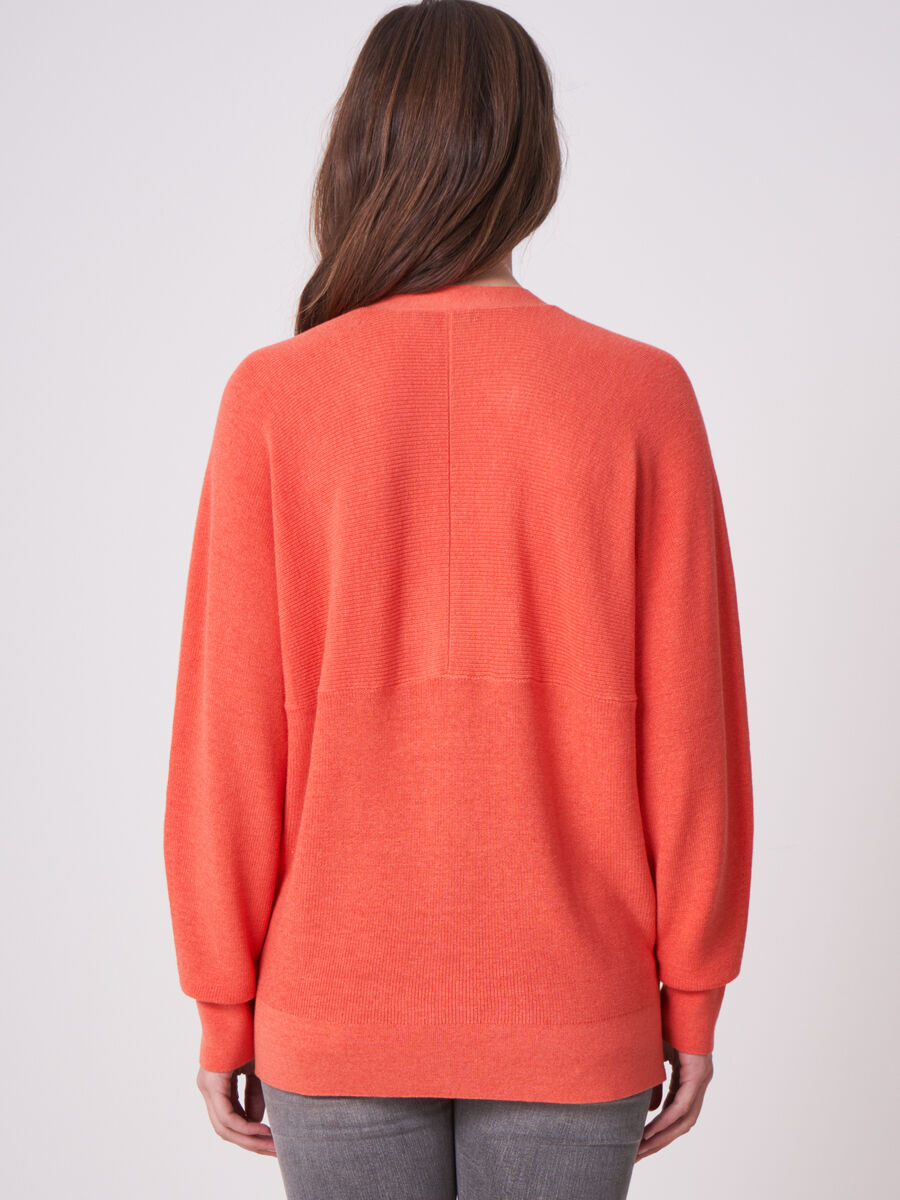 Cotton linen blend rib knit cardigan image number 1